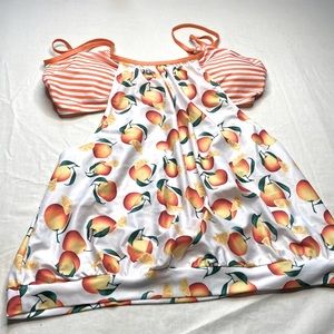 ESPRLIA Womens swim top with oranges, Size 14W with spaghetti straps